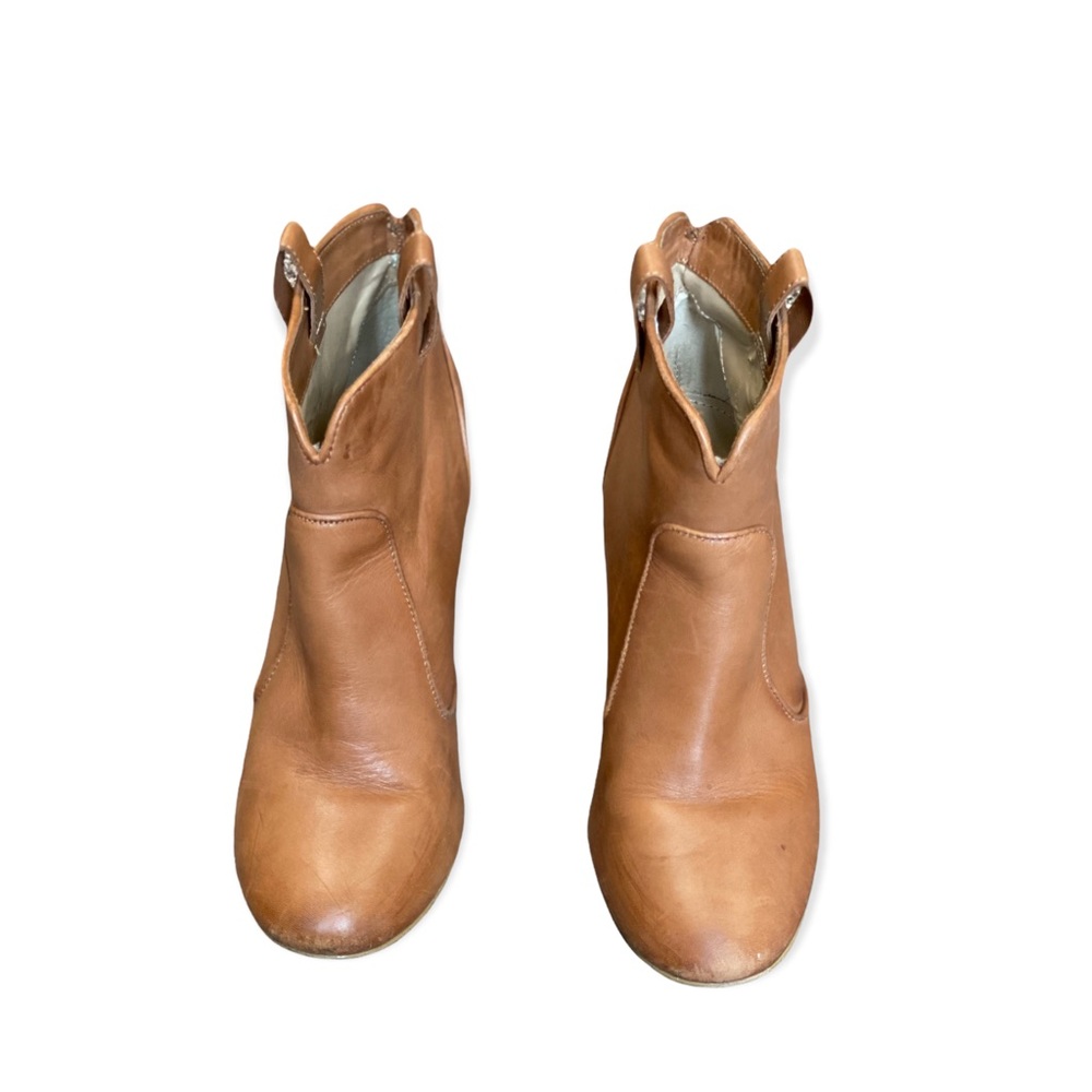 Genuine Leather Tan Neiman Marcus Collection Ankle Boots